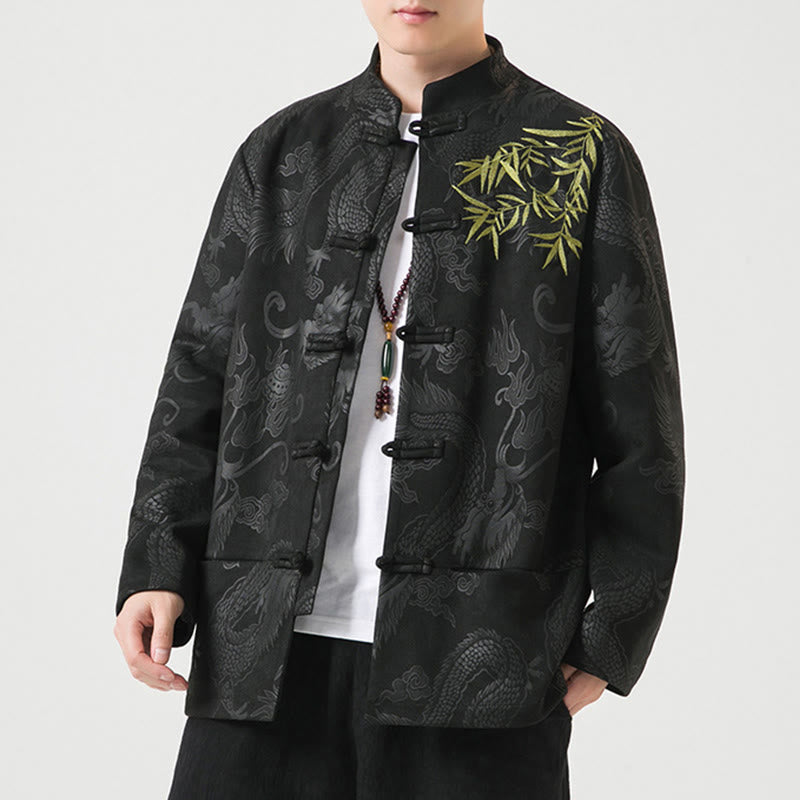Tactile Stand-Collar Frog-Button Grounding Men's Jacket