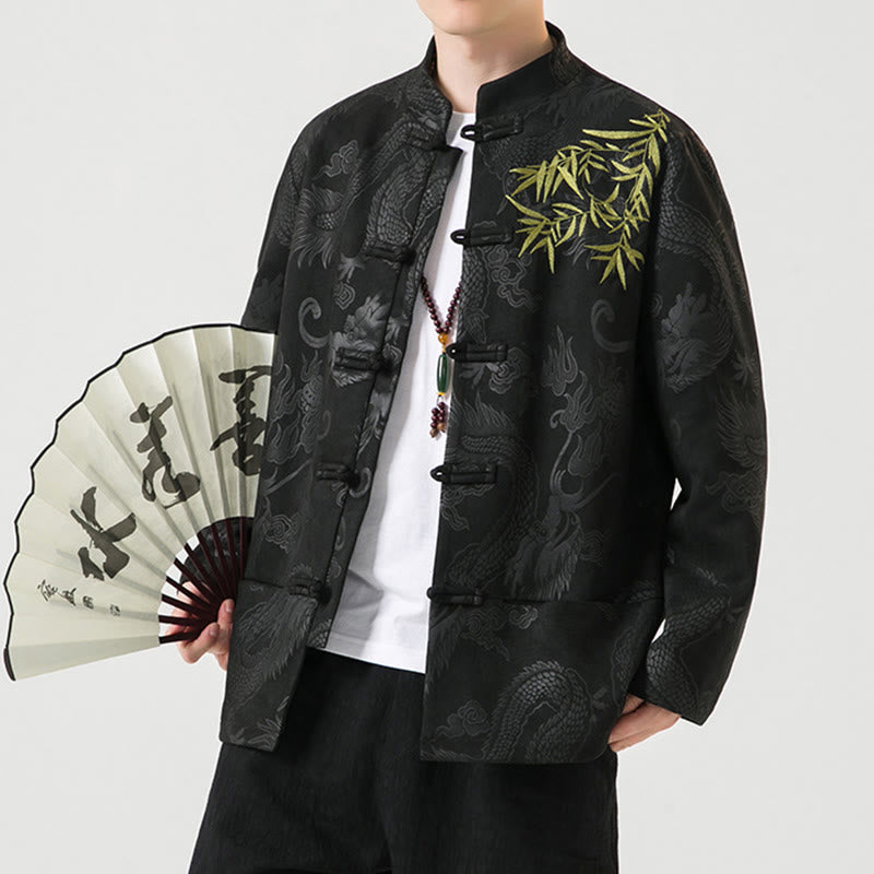 Tactile Stand-Collar Frog-Button Grounding Men's Jacket