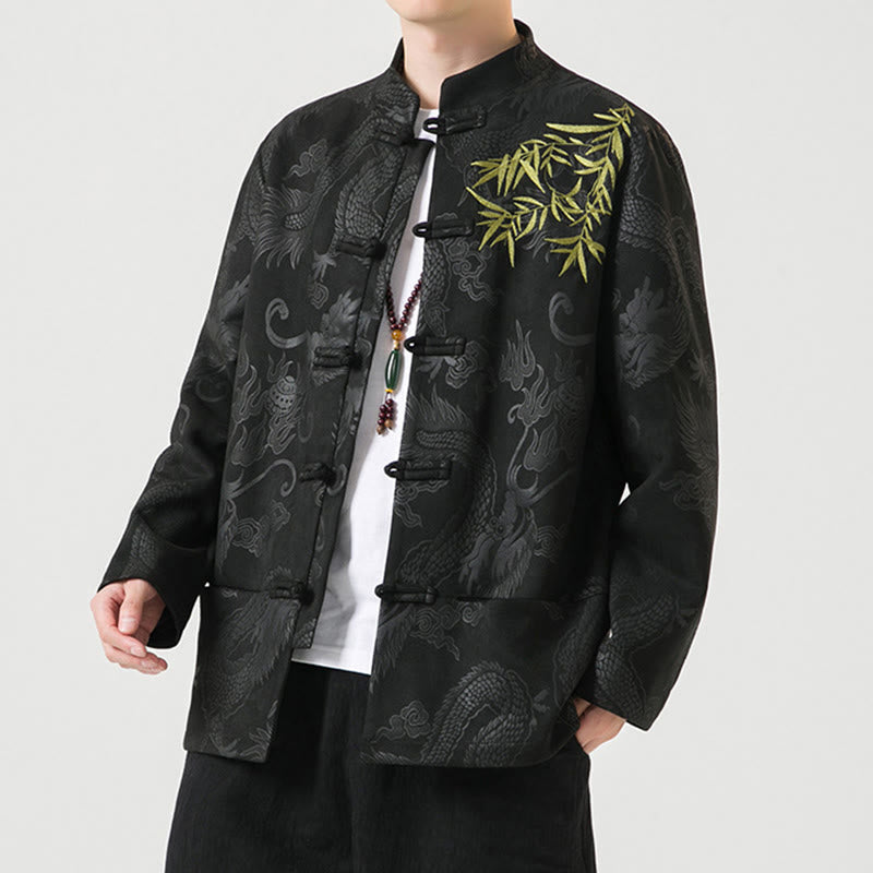 Tactile Stand-Collar Frog-Button Grounding Men's Jacket