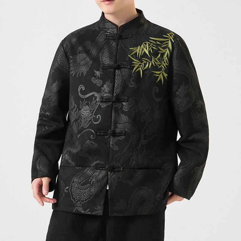 Tactile Stand-Collar Frog-Button Grounding Men's Jacket