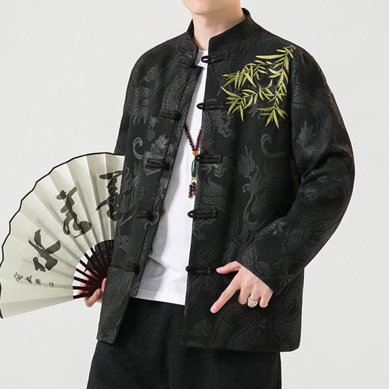 Tactile Stand-Collar Frog-Button Grounding Men's Jacket