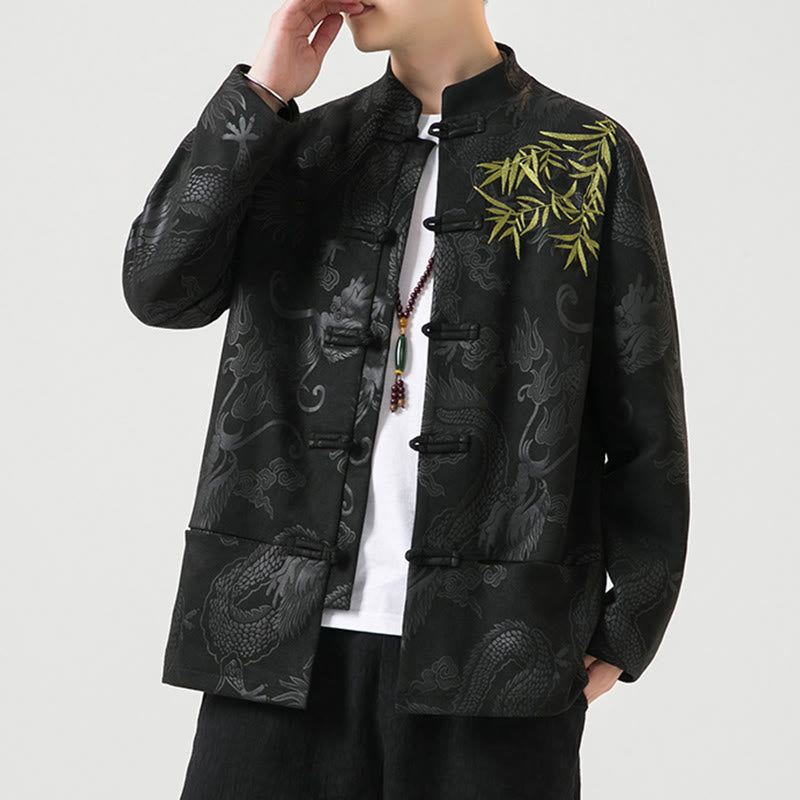 Tactile Stand-Collar Frog-Button Grounding Men's Jacket