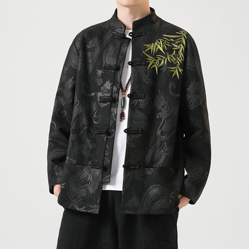 Tactile Stand-Collar Frog-Button Grounding Men's Jacket