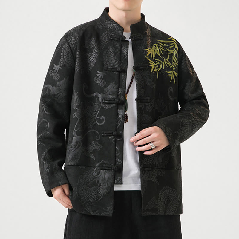 Tactile Stand-Collar Frog-Button Grounding Men's Jacket
