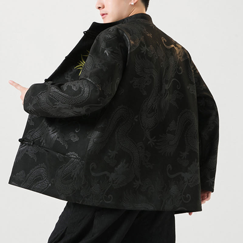 Tactile Stand-Collar Frog-Button Grounding Men's Jacket