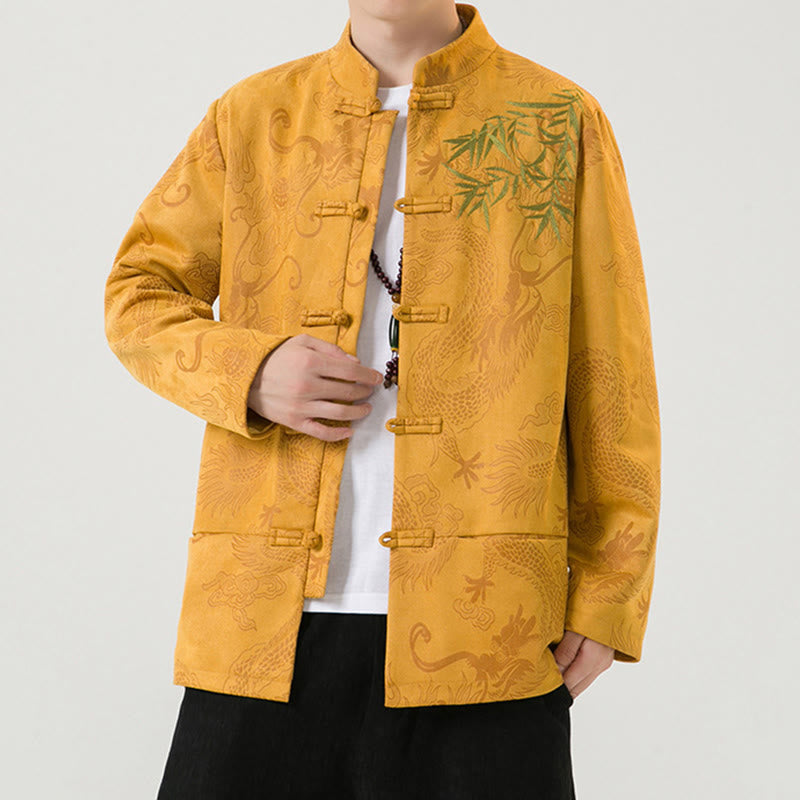 Tactile Stand-Collar Frog-Button Grounding Men's Jacket