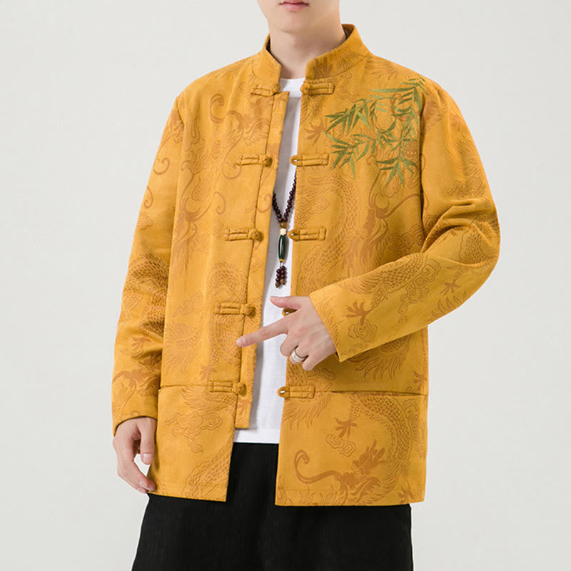Tactile Stand-Collar Frog-Button Grounding Men's Jacket