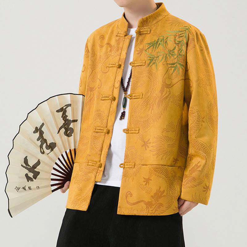 Tactile Stand-Collar Frog-Button Grounding Men's Jacket