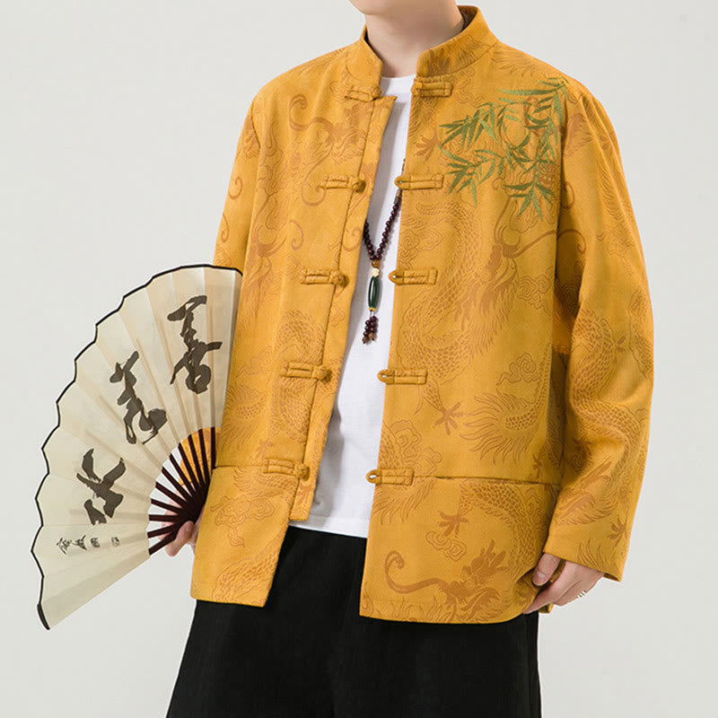 Tactile Stand-Collar Frog-Button Grounding Men's Jacket