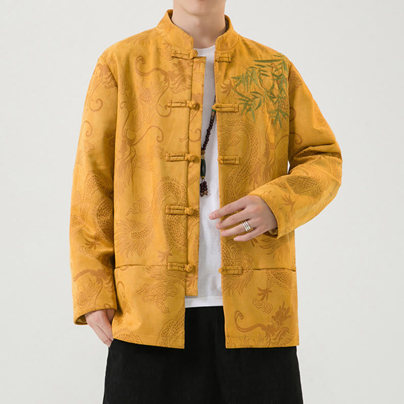 Tactile Stand-Collar Frog-Button Grounding Men's Jacket