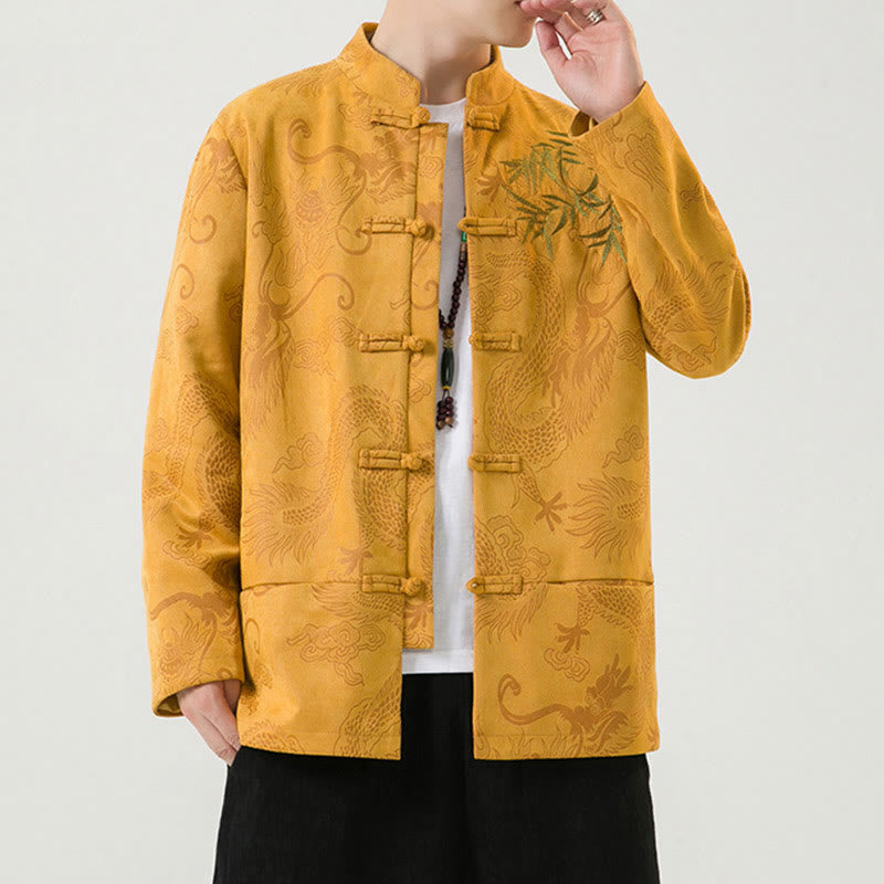 Tactile Stand-Collar Frog-Button Grounding Men's Jacket
