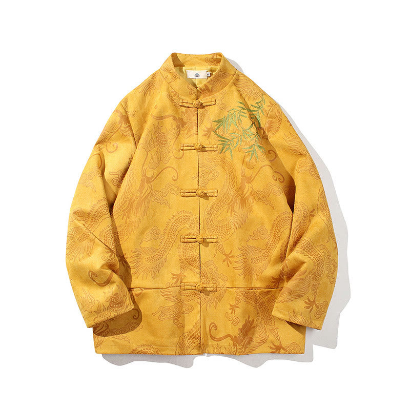 Tactile Stand-Collar Frog-Button Grounding Men's Jacket