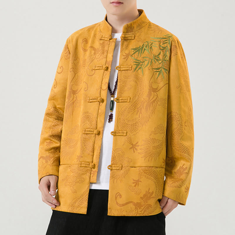Tactile Stand-Collar Frog-Button Grounding Men's Jacket