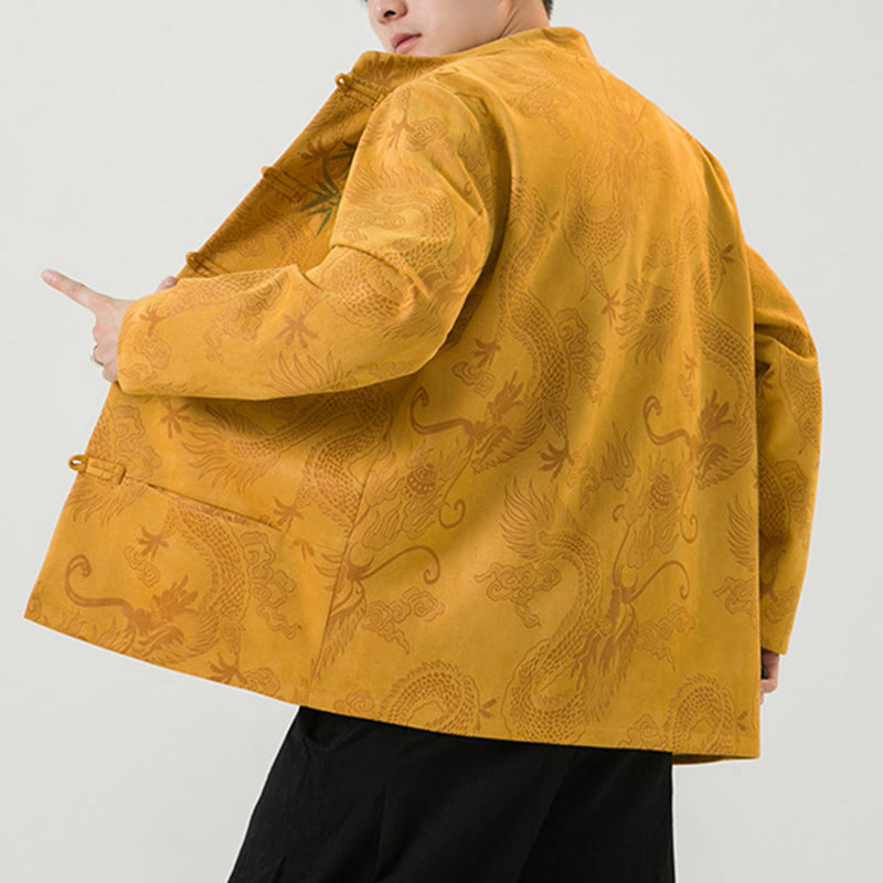 Tactile Stand-Collar Frog-Button Grounding Men's Jacket
