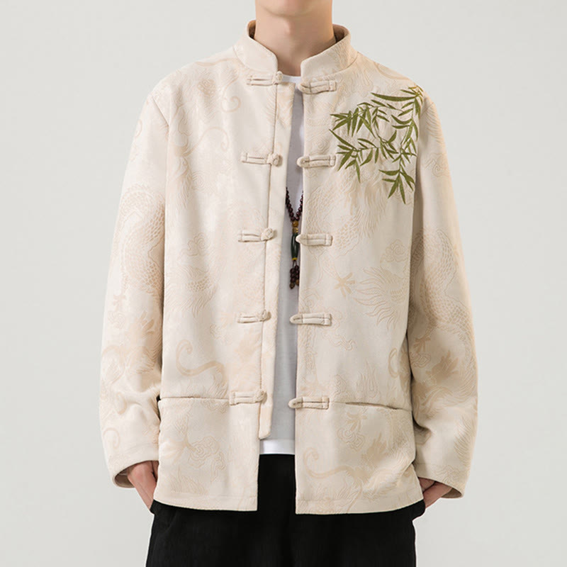 Tactile Stand-Collar Frog-Button Grounding Men's Jacket