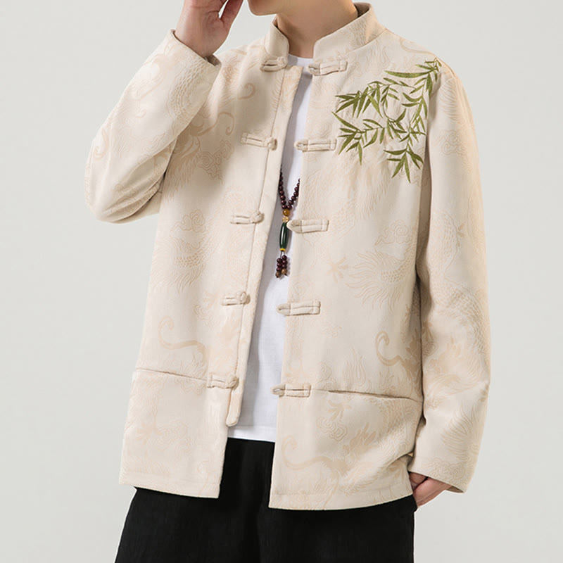 Tactile Stand-Collar Frog-Button Grounding Men's Jacket