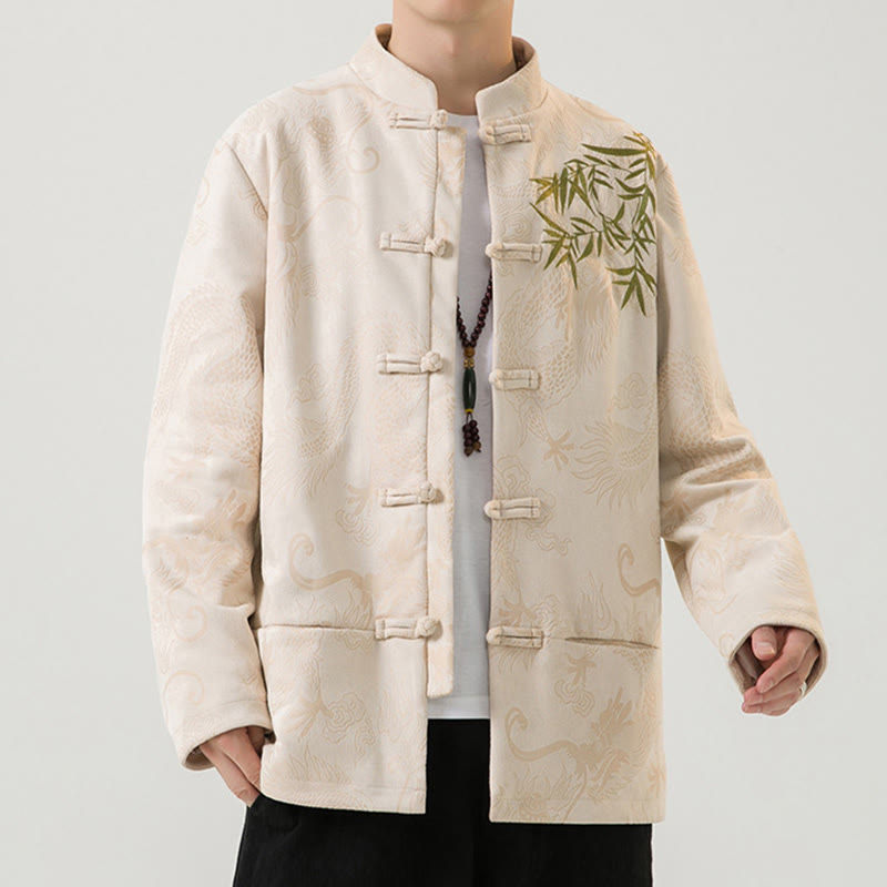 Tactile Stand-Collar Frog-Button Grounding Men's Jacket
