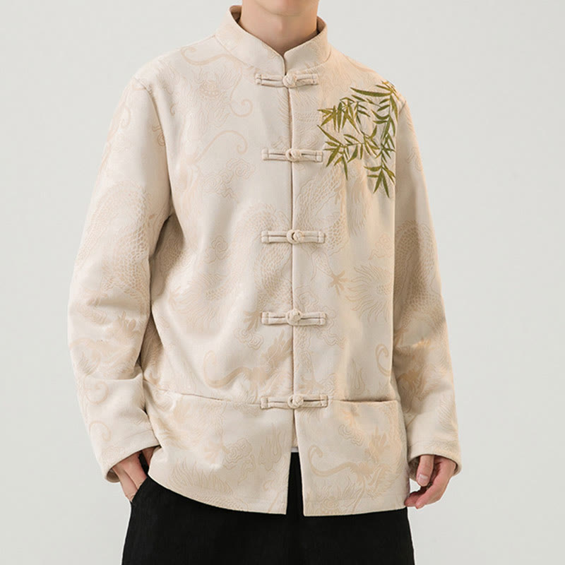 Tactile Stand-Collar Frog-Button Grounding Men's Jacket