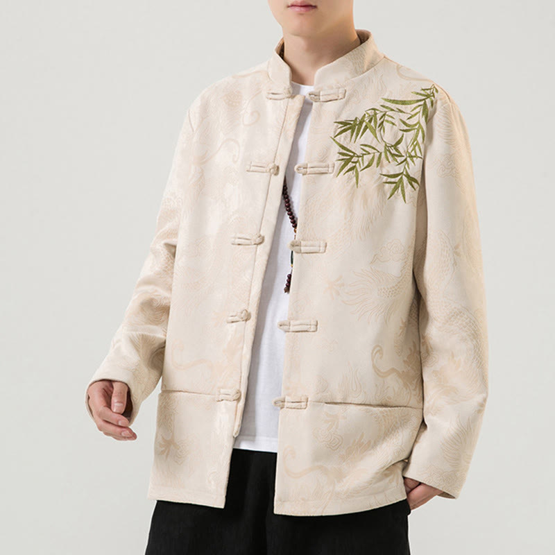 Tactile Stand-Collar Frog-Button Grounding Men's Jacket