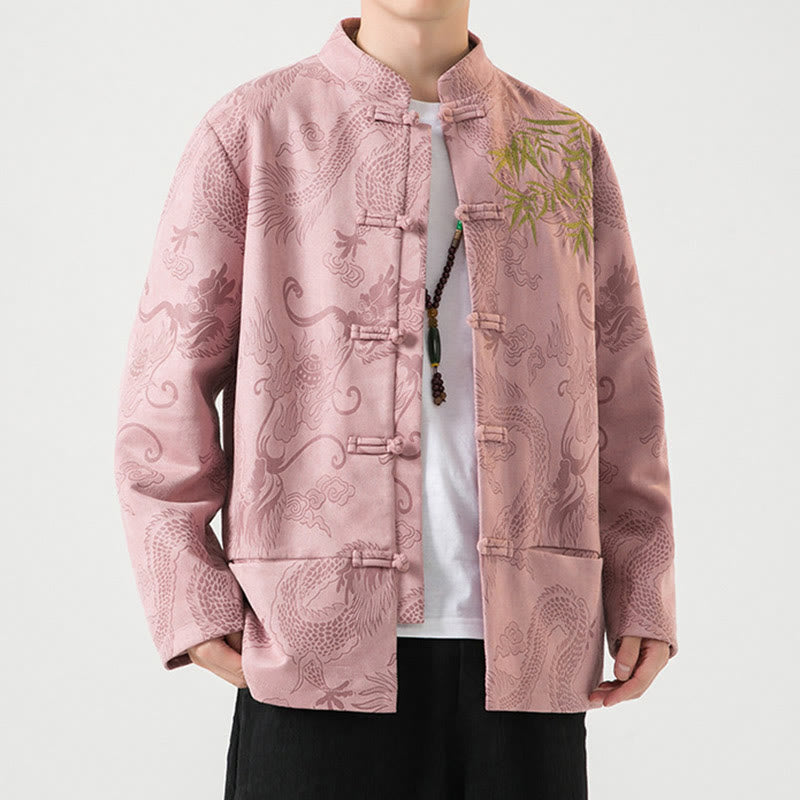 Tactile Stand-Collar Frog-Button Grounding Men's Jacket