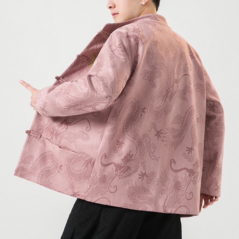 Tactile Stand-Collar Frog-Button Grounding Men's Jacket