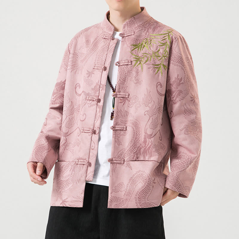 Tactile Stand-Collar Frog-Button Grounding Men's Jacket