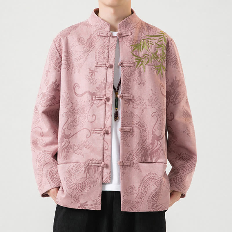 Tactile Stand-Collar Frog-Button Grounding Men's Jacket