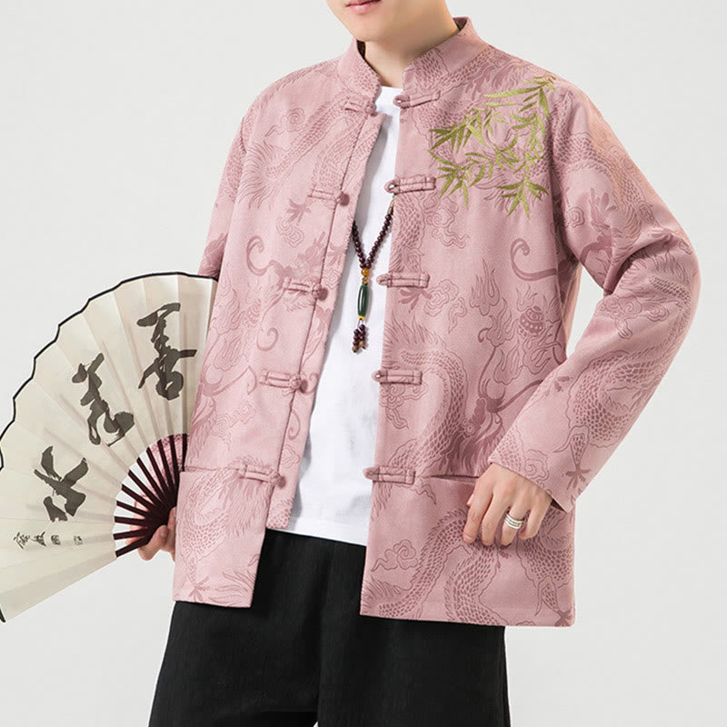Tactile Stand-Collar Frog-Button Grounding Men's Jacket