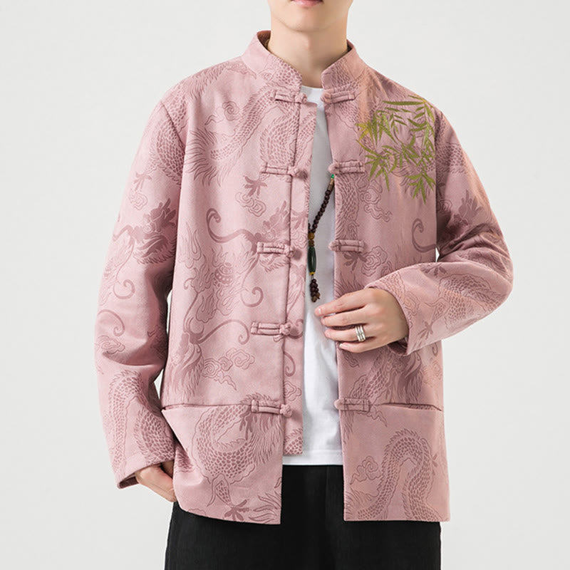 Tactile Stand-Collar Frog-Button Grounding Men's Jacket
