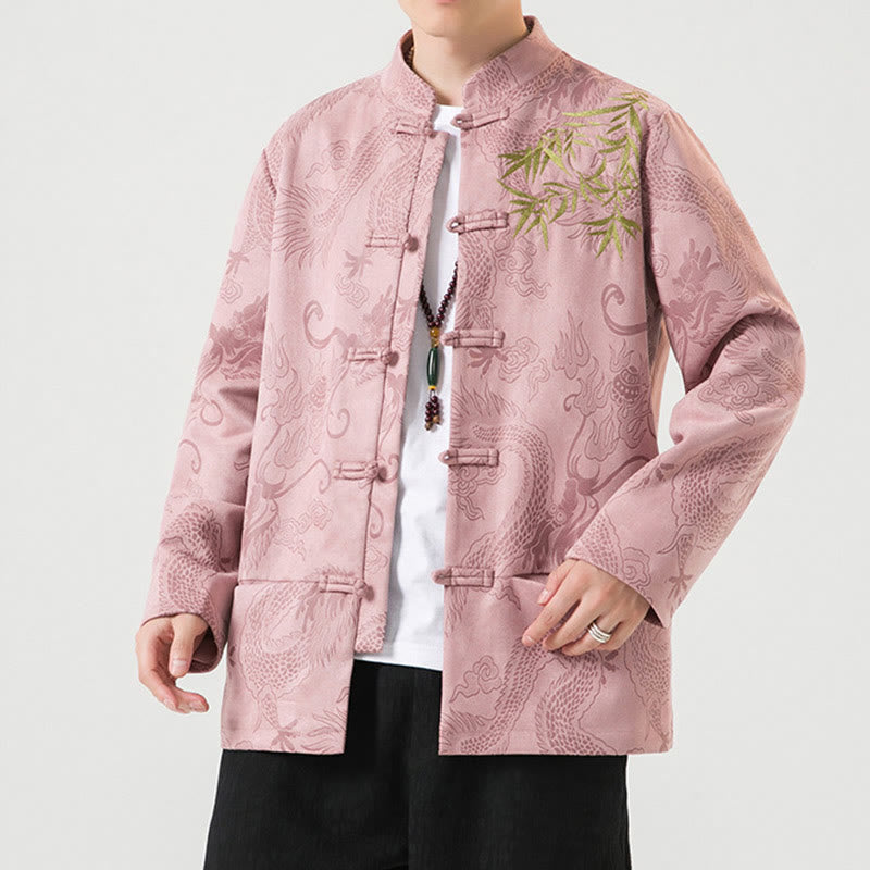 Tactile Stand-Collar Frog-Button Grounding Men's Jacket