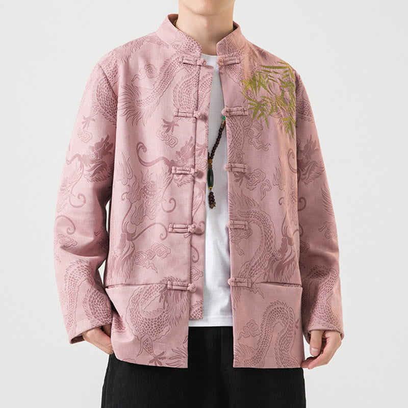 Tactile Stand-Collar Frog-Button Grounding Men's Jacket