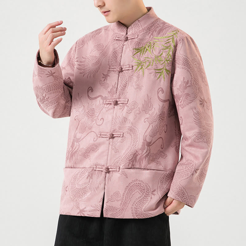 Tactile Stand-Collar Frog-Button Grounding Men's Jacket