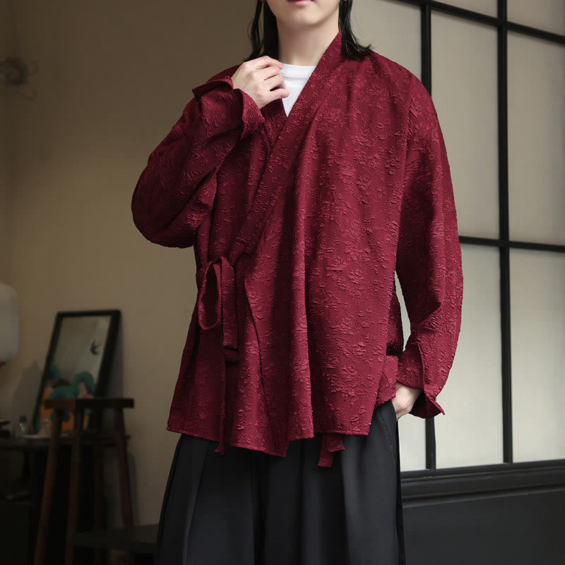 Breathable V-Neck Lace-Up Long Sleeve Meditation Shirt