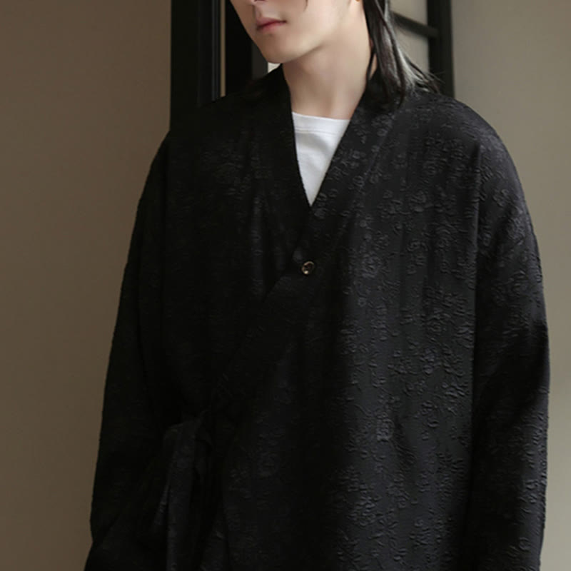 Breathable V-Neck Lace-Up Long Sleeve Meditation Shirt