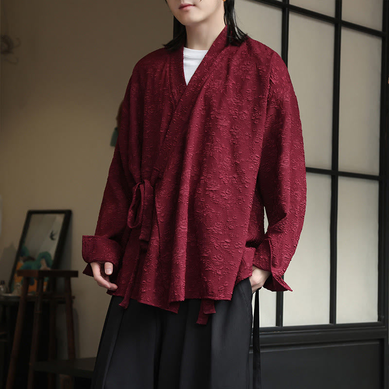 Breathable V-Neck Lace-Up Long Sleeve Meditation Shirt