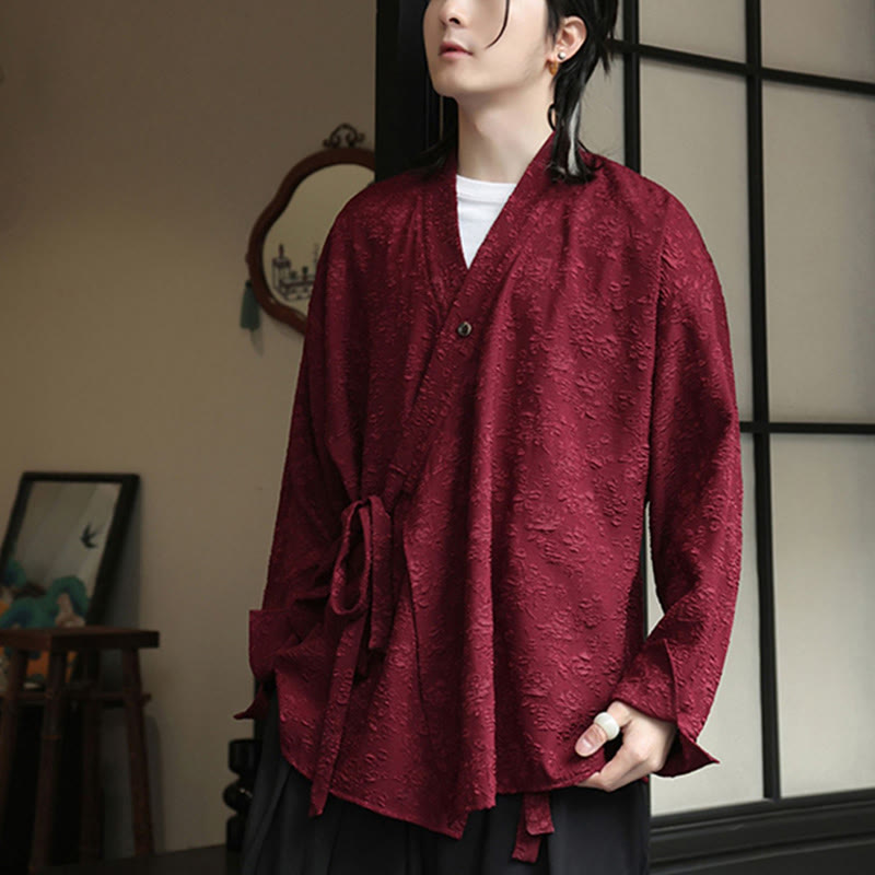 Breathable V-Neck Lace-Up Long Sleeve Meditation Shirt