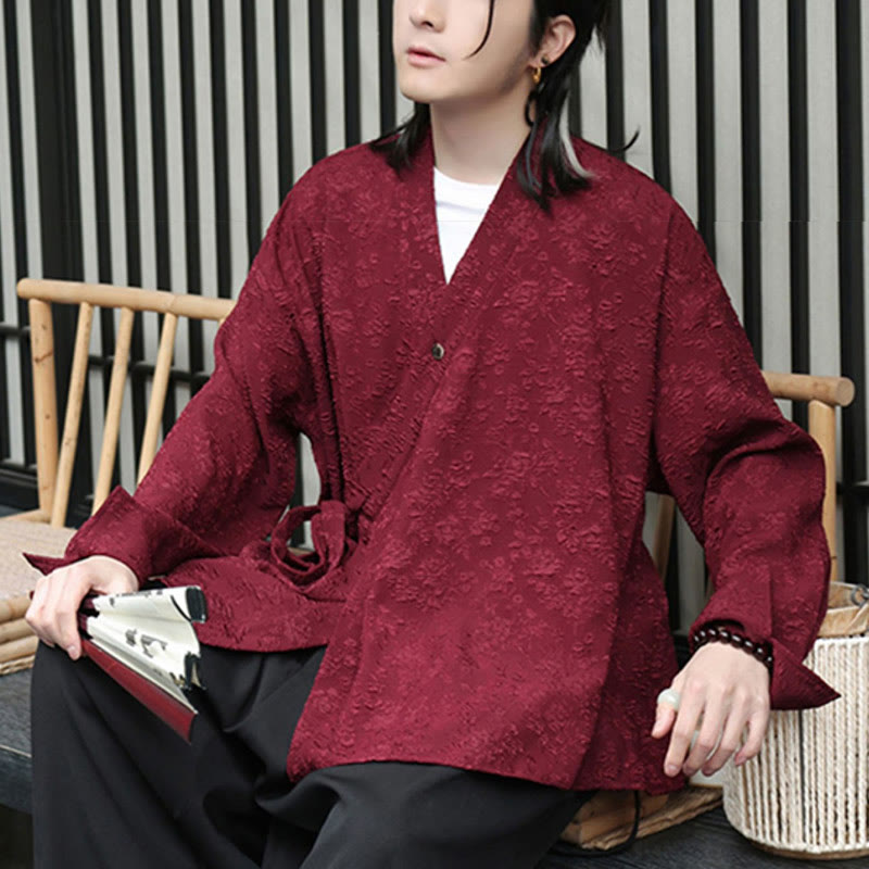 Breathable V-Neck Lace-Up Long Sleeve Meditation Shirt