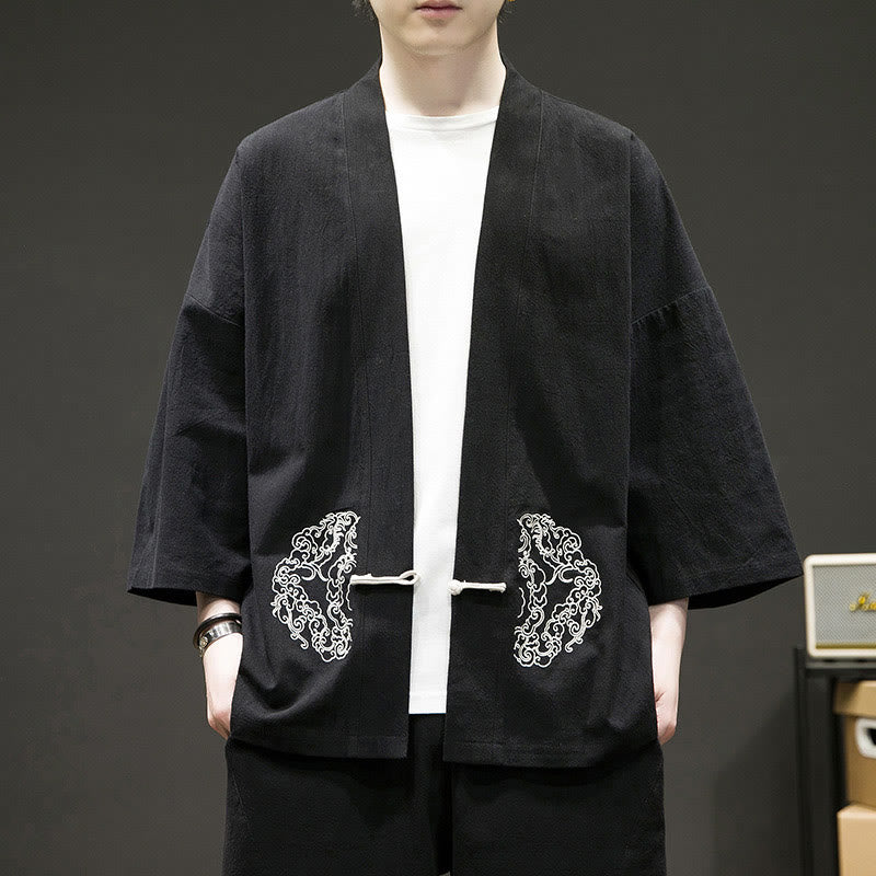Tactile Cotton Open Front Mindful Kimono Jacket