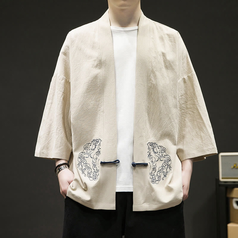 Tactile Cotton Open Front Mindful Kimono Jacket