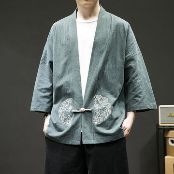 Tactile Cotton Open Front Mindful Kimono Jacket