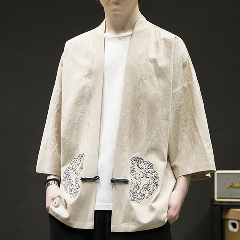 Tactile Cotton Open Front Mindful Kimono Jacket