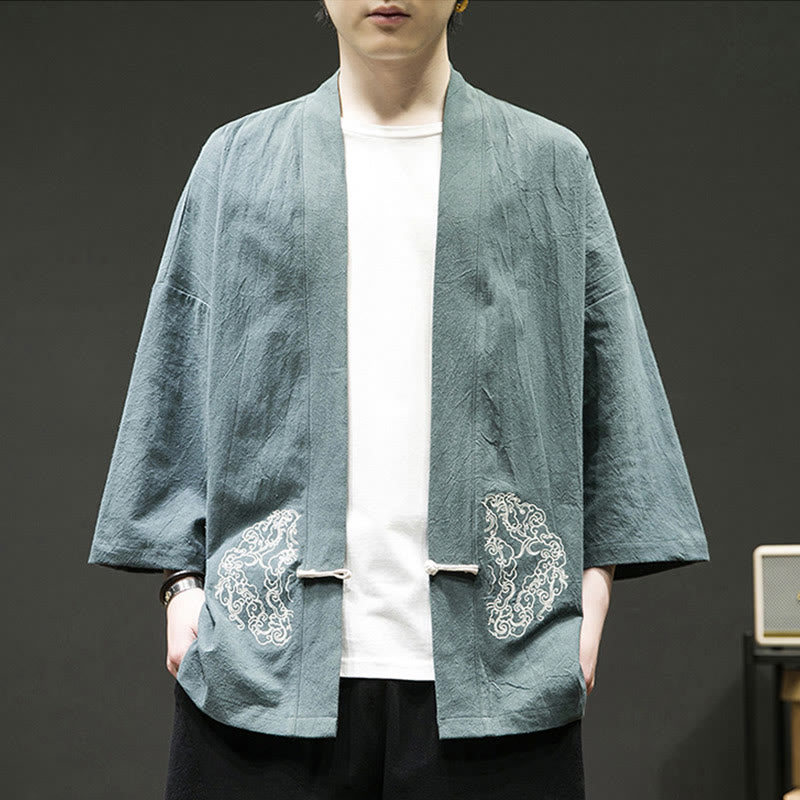 Tactile Cotton Open Front Mindful Kimono Jacket