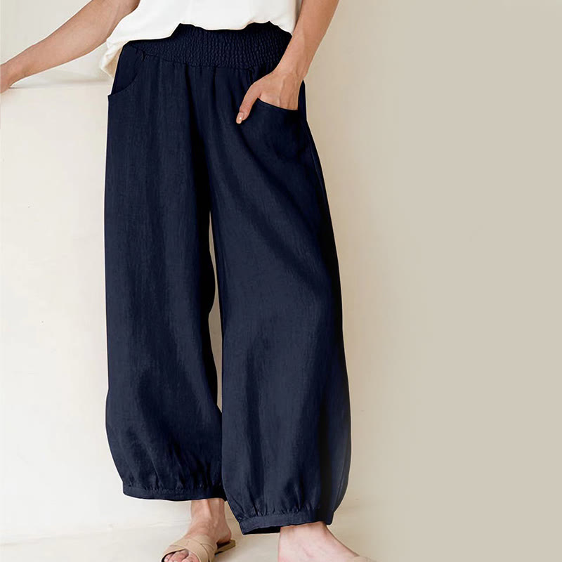 Plain Color Women's Harem Pants With Pockets