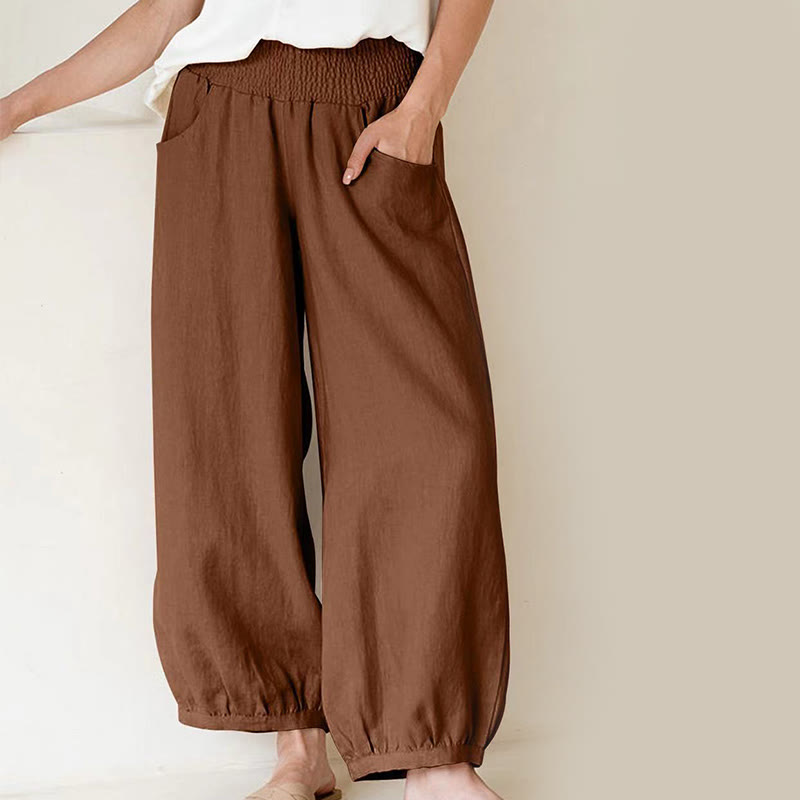 Plain Color Women's Harem Pants With Pockets
