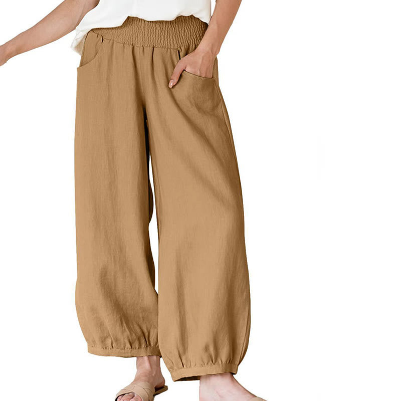 Plain Color Women's Harem Pants With Pockets