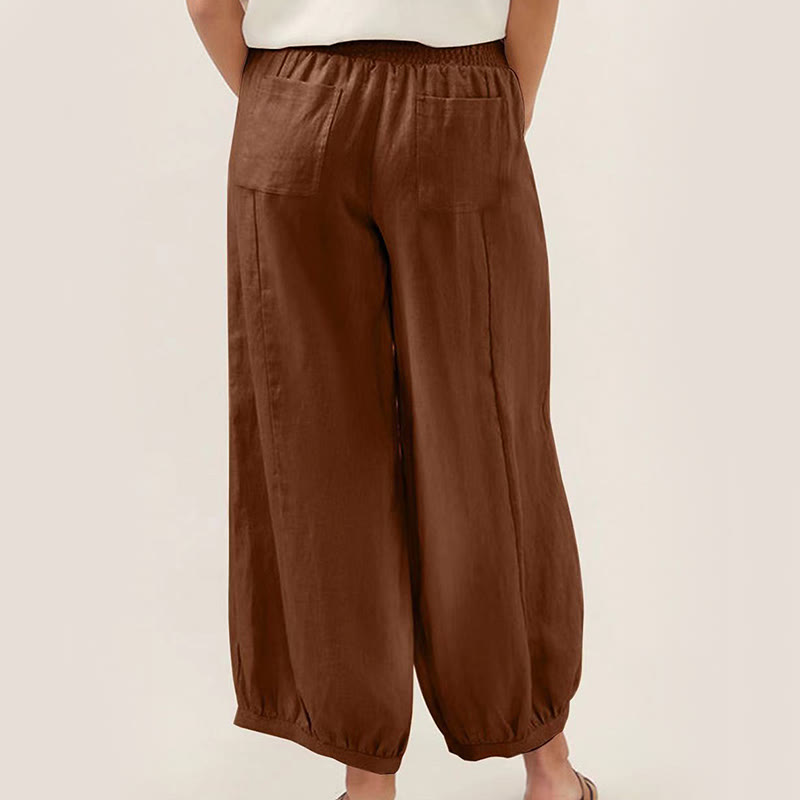 Plain Color Women's Harem Pants With Pockets