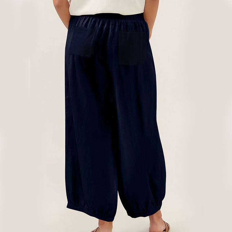 Plain Color Women's Harem Pants With Pockets