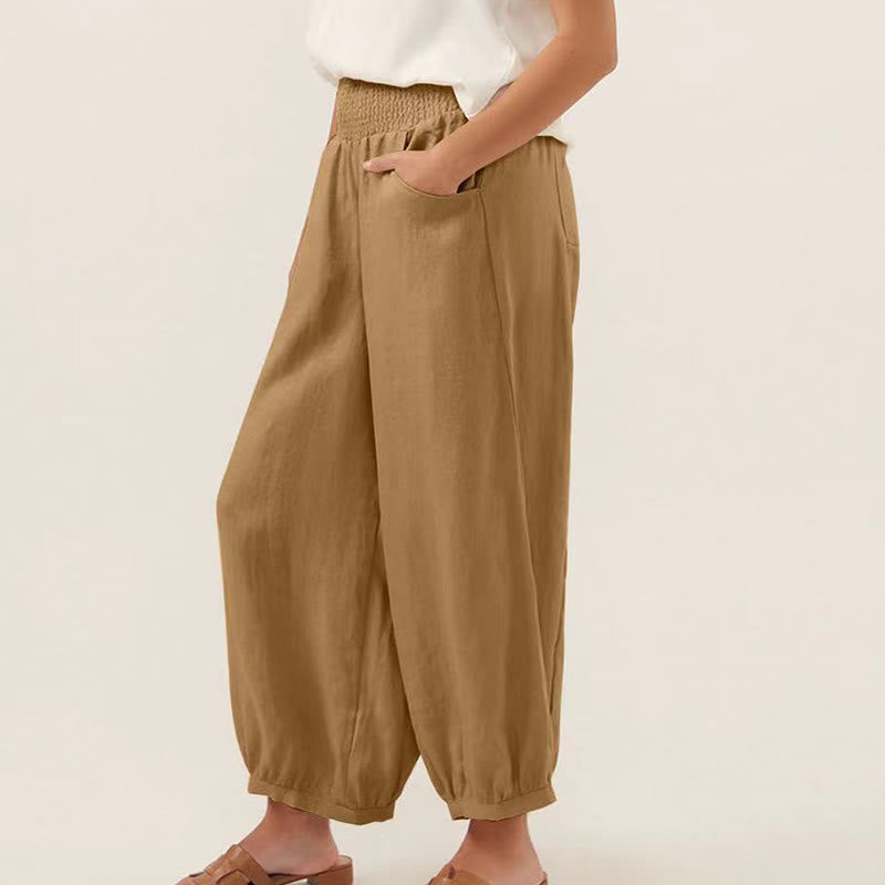 Plain Color Women's Harem Pants With Pockets