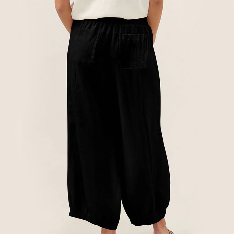 Plain Color Women's Harem Pants With Pockets
