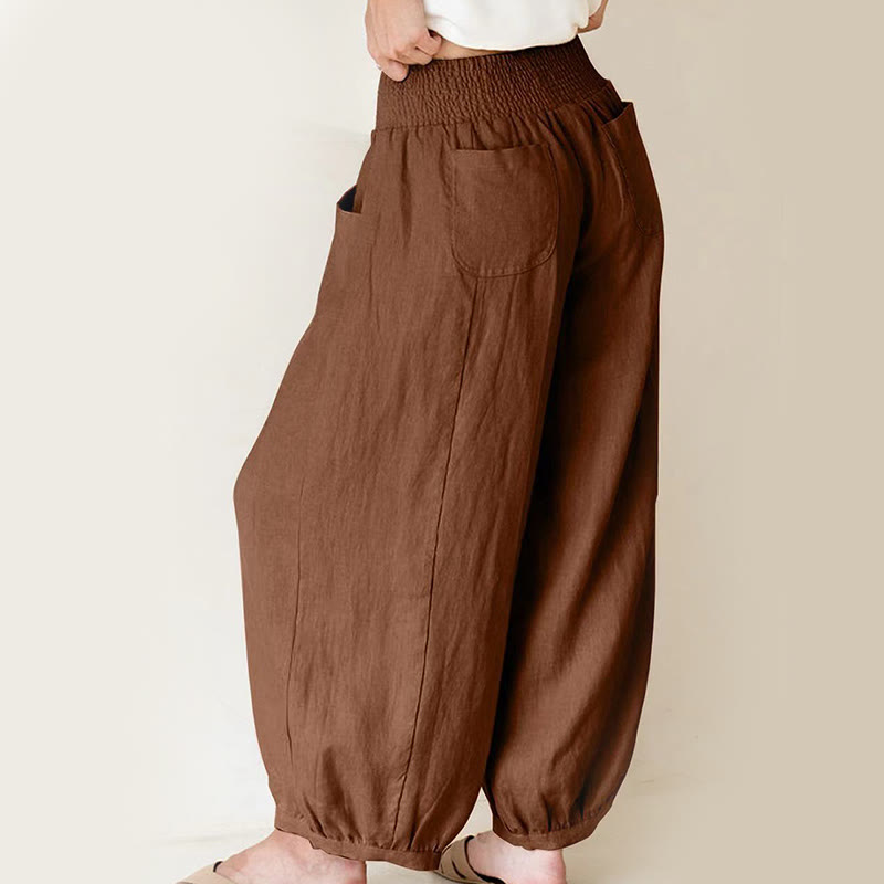 Plain Color Women's Harem Pants With Pockets